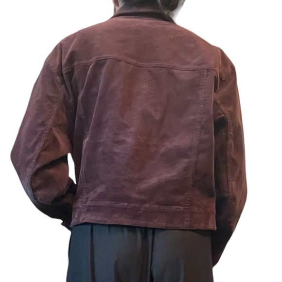 Burgundy Corduroy Cropped Jacket - Size Small - Picture 2 of 3